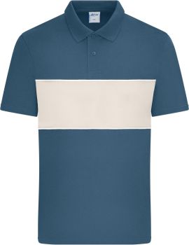 Daiber | Bio polo "Colour-Block" dusty blue/sandstone S