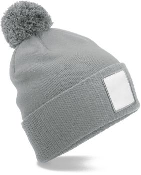 Beechfield | Pletená čepice Patch "Pompon" ash/white onesize