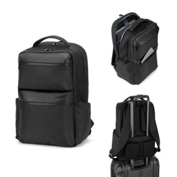 COPENHAGEN. Vodoodpudivý batoh z recyklovaného kepru s dvoma veľkými prednými vreckami 17'3" Čierna