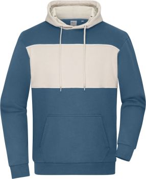Daiber | Mikina s kapucí "Colour-Block" z bio bavlny dusty blue/sandstone M