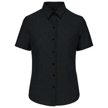 LADIES' SHORT-SLEEVED OXFORD SHIRT Black M