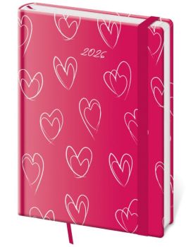 Denný diár A5 Vario Hearts s gumičkou