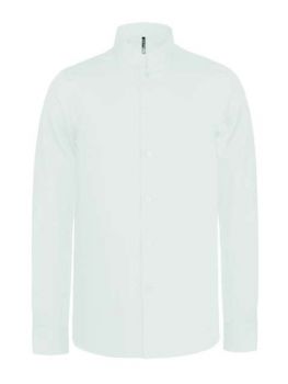 MEN'S LONG-SLEEVED MANDARIN COLLAR SHIRT White M