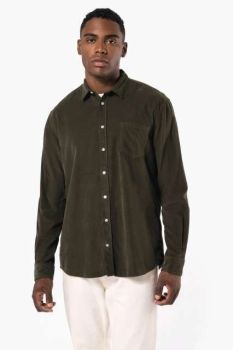 MEN'S LONG-SLEEVED CORDUROY SHIRT Washed Brandy S