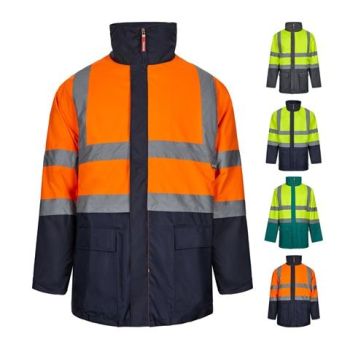 VL JUNO. Dvojfarebná parka 4 v 1 (180 g/m²) z polyesteru (100 %) s PU záterom Modrá 2XL