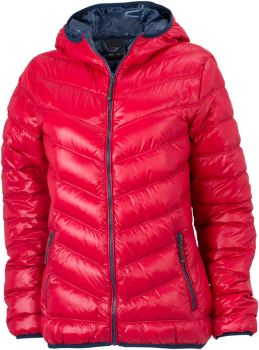 James & Nicholson | Lehká dámská péřová bunda s kapucí red/navy L