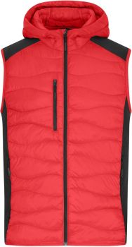 James & Nicholson | Pánská strečová fleecová vesta red/black 3XL