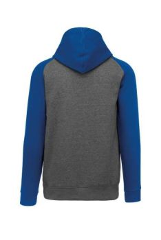 KIDS' TWO-TONE HOODED SWEATSHIRT Grey Heather/Sporty Royal Blue 12/14