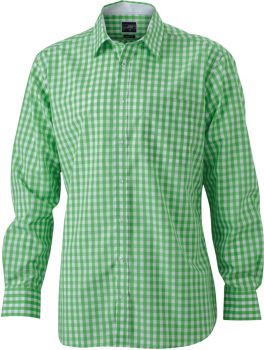 James & Nicholson | Popelínová kostkovaná košile s dlouhým rukávem green/white M