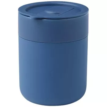 Java 330ml keramický kelímek se silikonovým obalem a plastovým víčkem modrá