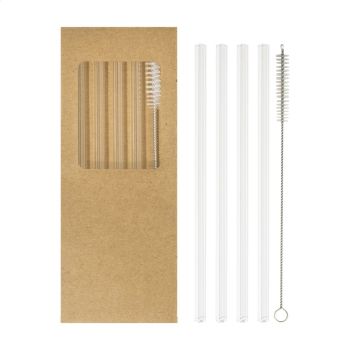 Borosip sada sklenených slamiek transparent