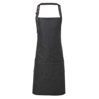 JEANS STITCH DENIM BIB APRON Black Denim U