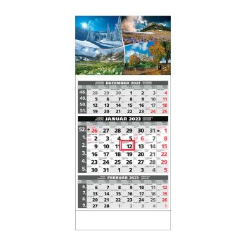 Plánovací kalendár ŠTANDARD 3M sivý 2023  Obrázok D