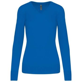 LADIES' V-NECK JUMPER Light Royal Blue 3XL