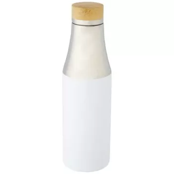 Nerezová termo láhev o objemu 540 ml s měděnou vakuovou izolací a bambusovým víčkem Hulan bílá