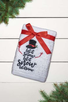 OLIMA CHRISTMAS TOWEL - LET IT SNOW SNOWMAN White 45X70