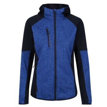 WOMEN'S X-PRO COLDSPRING II HYBRID PERFORMANCE STRETCH HOODED FLEECE JACKET Oxford Blue Marl/Navy 3X