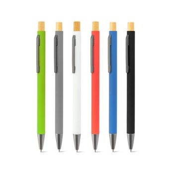 ZYLEN. Guľôčkové pero z recyklovaného hliníka (100 % rAL) s gumovým povrchom Biela