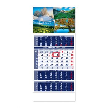 Štvoresačný Kalendár Štandard 4M Modrý 2022