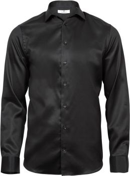 Tee Jays | Luxusní keprová košile Slim Fit s dlouhým rukávem black M