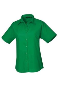 WOMEN'S SHORT SLEEVE POPLIN BLOUSE Emerald XL