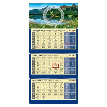 Plánovací kalendár LUXUS 3M modrý 2023  Hodiny QN