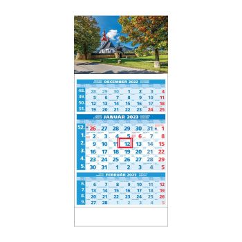 Plánovací kalendár ŠTANDARD 3M modrý 2023  Obrázok F