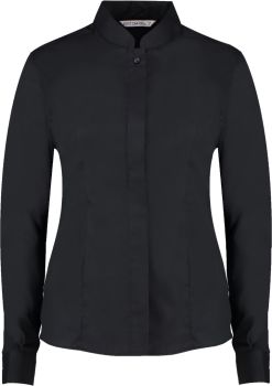 Kustom Kit | Popelínová halenka s dlouhým rukávem black 10_S