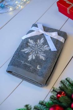 OLIMA CHRISTMAS TOWEL - SNOWFLAKE Grey 45X70