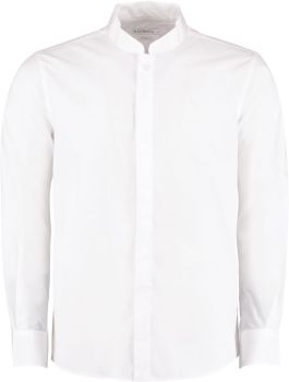 Kustom Kit | Popelínová košile s dl. rukávem a mao límcem white XXL