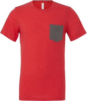 Bella + Canvas | Pánské tričko s náprsní kapsou heather red/deep heather S