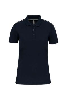 LADIES' SHORT-SLEEVED CONTRASTING DAYTODAY POLO SHIRT Navy/Silver L