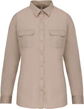 LADIES' LONG SLEEVED SAFARI SHIRT Beige 2XL