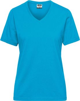 James & Nicholson | Dámské pracovní tričko z bio bavlny - Solid turquoise XXL