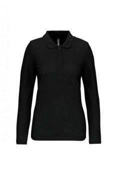LADIES' LONG-SLEEVED POLO SHIRT Black M