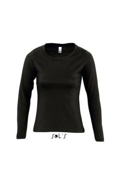 SOL'S MAJESTIC - WOMEN'S ROUND COLLAR LONG SLEEVE T-SHIRT Deep Black L