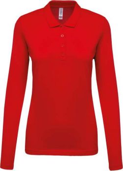 LADIES’ LONG-SLEEVED PIQUÉ POLO SHIRT Red S
