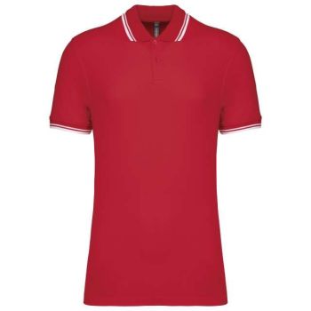 MEN'S 2 STRIPED SHORT SLEEVED POLOSHIRT Red/White L