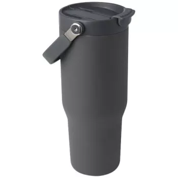 Hrnek s vakuovou a měděnou izolací Bronx s objemem 900 ml z recyklované nerezové oceli s certifikací RCS s víčkem s dvojitou Šedá