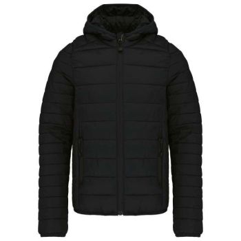 KIDS' LIGHTWEIGHT HOODED PADDED JACKET Black 8/10