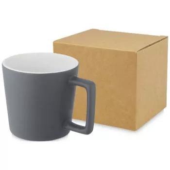 Keramický hrnek o objemu 370 ml s matným povrchem Cali bílá / Šedá matná