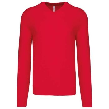 MEN’S V-NECK JUMPER Red 4XL