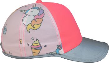 Korntex | Dětská 5 panelová kšiltovka "Action" neon pink/unicorn onesize