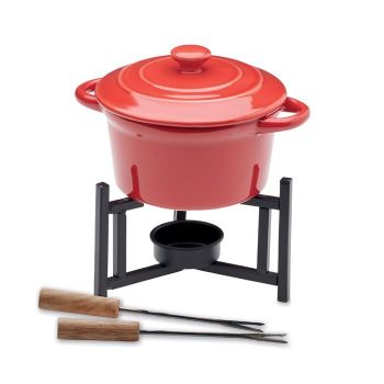 BIG KASE Keramická sada na fondue červená