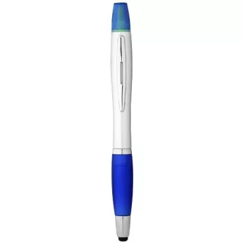 Kuličkové pero, stylus a zvýrazňovač Nash stříbrná / kralovská modrá