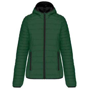 LADIES' LIGHTWEIGHT HOODED PADDED JACKET Forest Green M