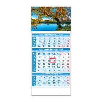 Trojmesačný Kalendár Štandard 3M Modrý 2022