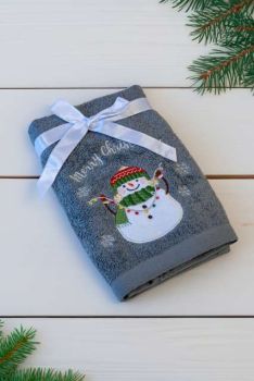 OLIMA CHRISTMAS TOWEL - SNOWMAN Grey 45X70