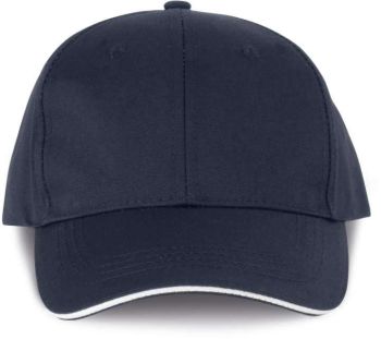 OEKOTEX CERTIFIED 6 PANELS CAP WITH SANDWICH PEAK Navy/White U