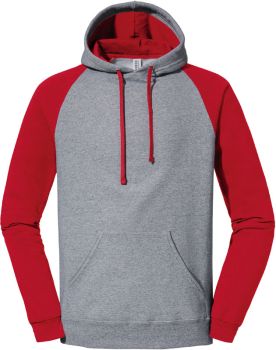 Jerzees | Mikina s kapucí 2-barevná "NuBlend" oxford/true red M